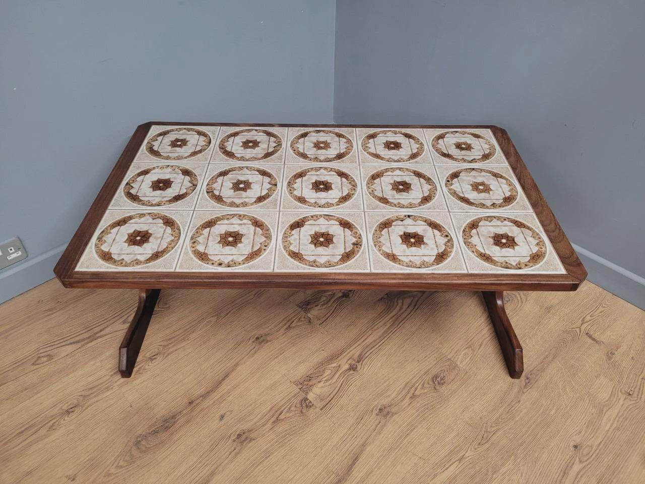 MCM G Plan Teak Coffee Table Tile Top Trestle Mid Century Retro Chic