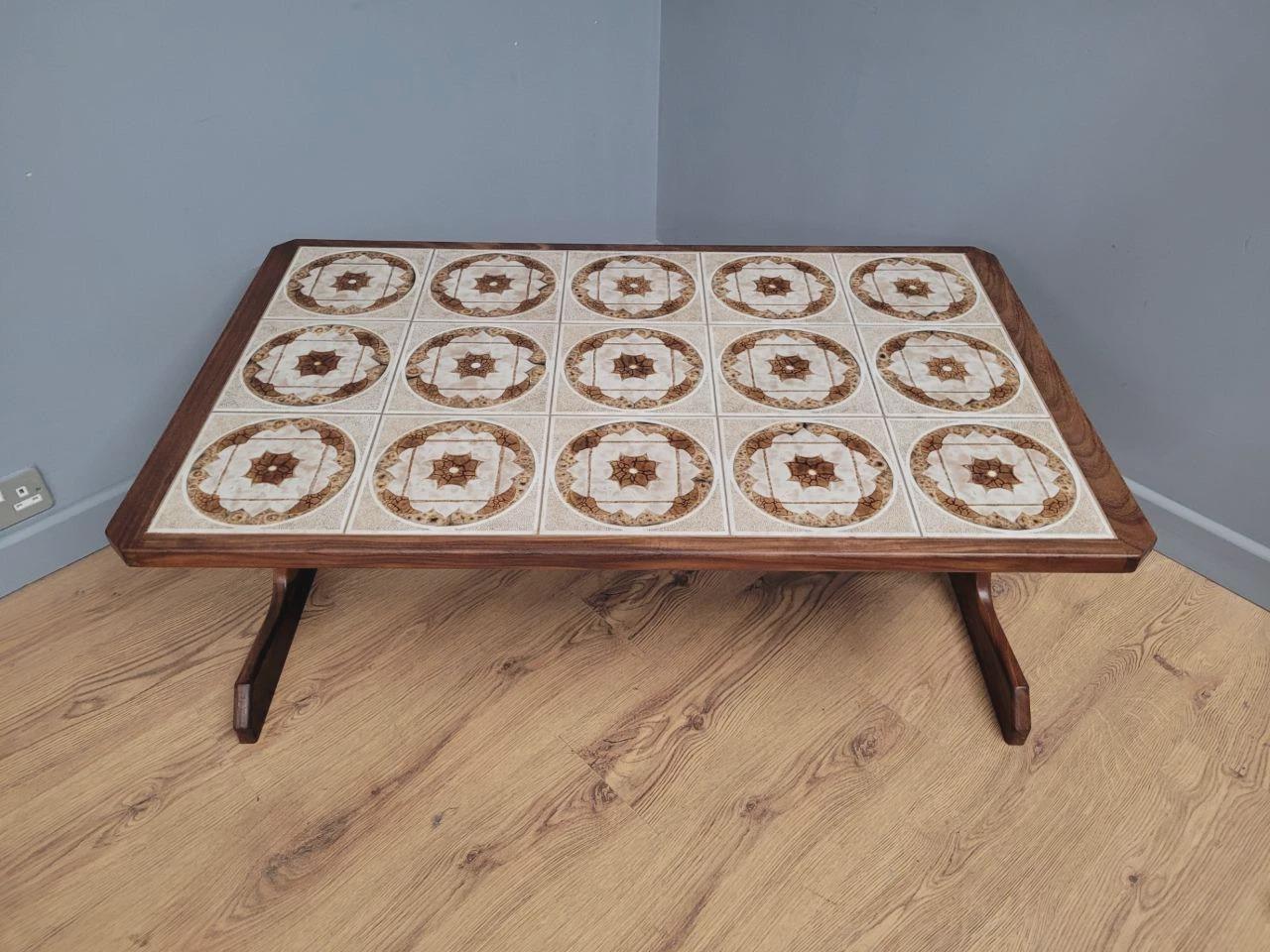 MCM G Plan Teak Coffee Table Tile Top Trestle Mid Century Retro Chic