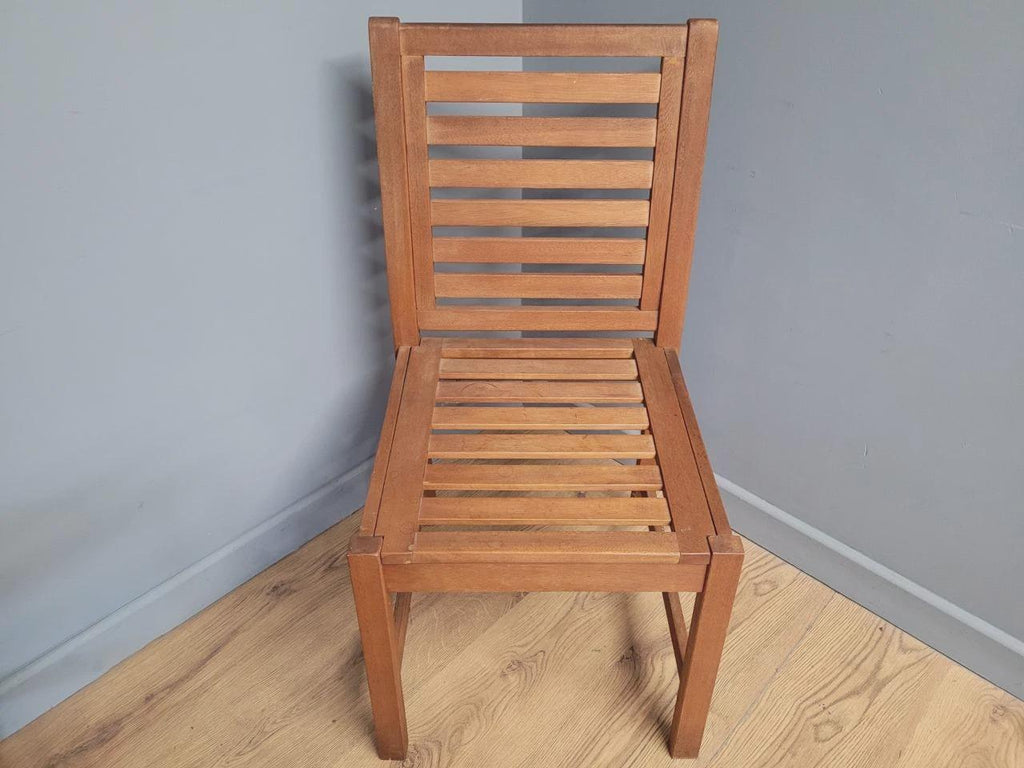 MCM Teak Dining Chairs Slatted Back Mid Century Pair Vintage Chairs