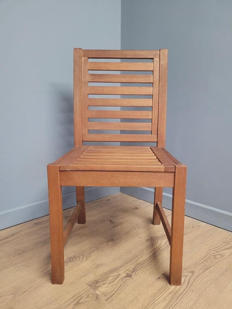 MCM Teak Dining Chairs Slatted Back Mid Century Pair Vintage Chairs