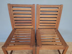 MCM Teak Dining Chairs Slatted Back Mid Century Pair Vintage Chairs