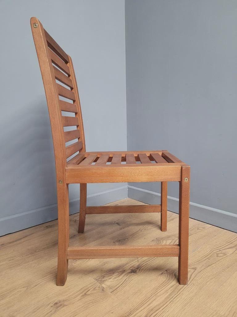 MCM Teak Dining Chairs Slatted Back Mid Century Pair Vintage Chairs
