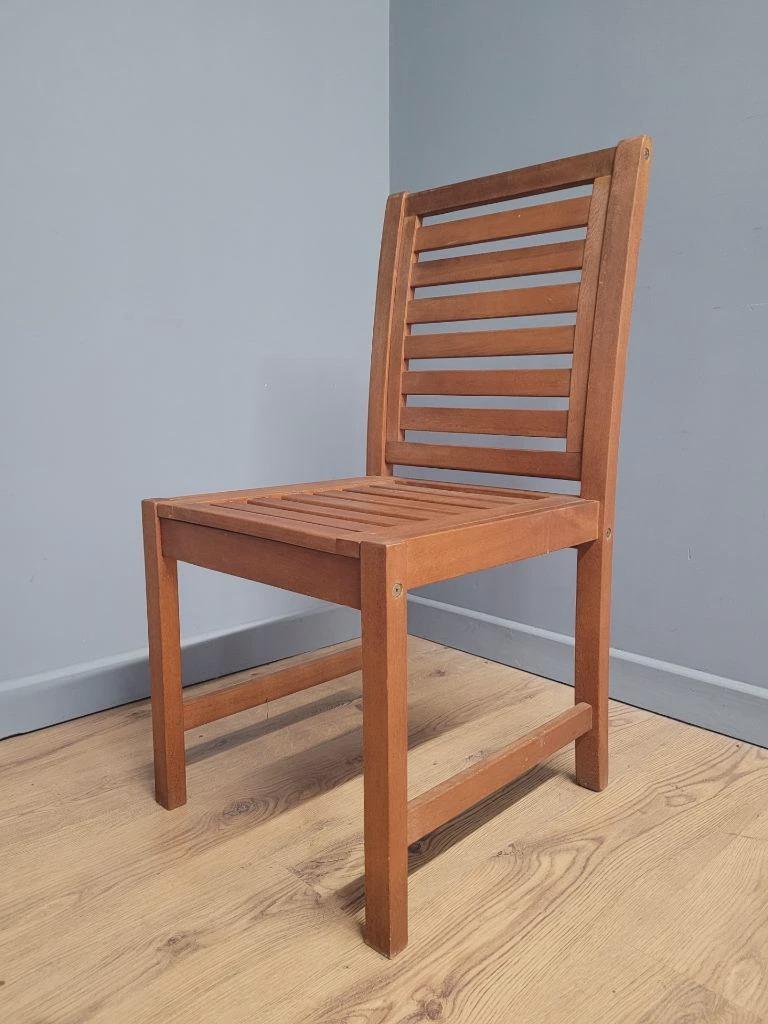 MCM Teak Dining Chairs Slatted Back Mid Century Pair Vintage Chairs