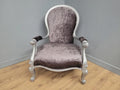 Louis XV Armchair Velvet Upholstered Silver Frame French Style
