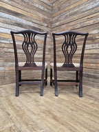 Pair Mahogany Hepplewhite Dining Chairs Shield Back Upholstered Antique Georgian