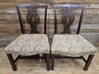 Pair Mahogany Hepplewhite Dining Chairs Shield Back Upholstered Antique Georgian