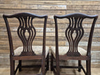 Pair Mahogany Hepplewhite Dining Chairs Shield Back Upholstered Antique Georgian