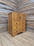 Oak Tallboy Cabinet Art Deco 1930s Drawers Cupboard Vintage Storage