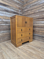 Oak Tallboy Cabinet Art Deco 1930s Drawers Cupboard Vintage Storage