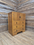 Oak Tallboy Cabinet Art Deco 1930s Drawers Cupboard Vintage Storage