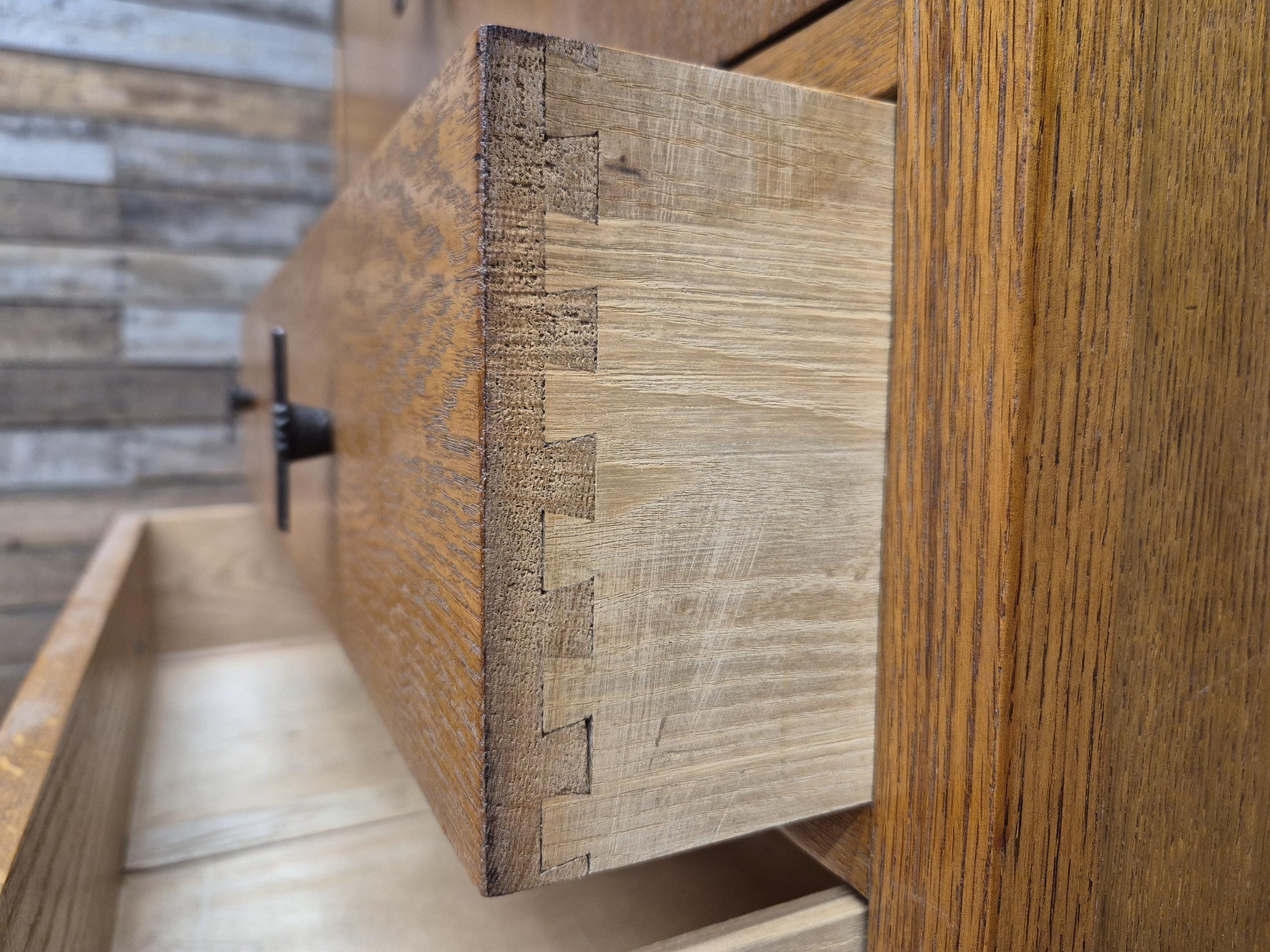 Oak Tallboy Cabinet Art Deco 1930s Drawers Cupboard Vintage Storage