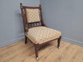 Edwardian Armchair Mahogany Open Arm Turned Legs Castors Upholstered