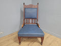 Edwardian Armchair Mahogany High Back Pierced Detail Castors Upholstered