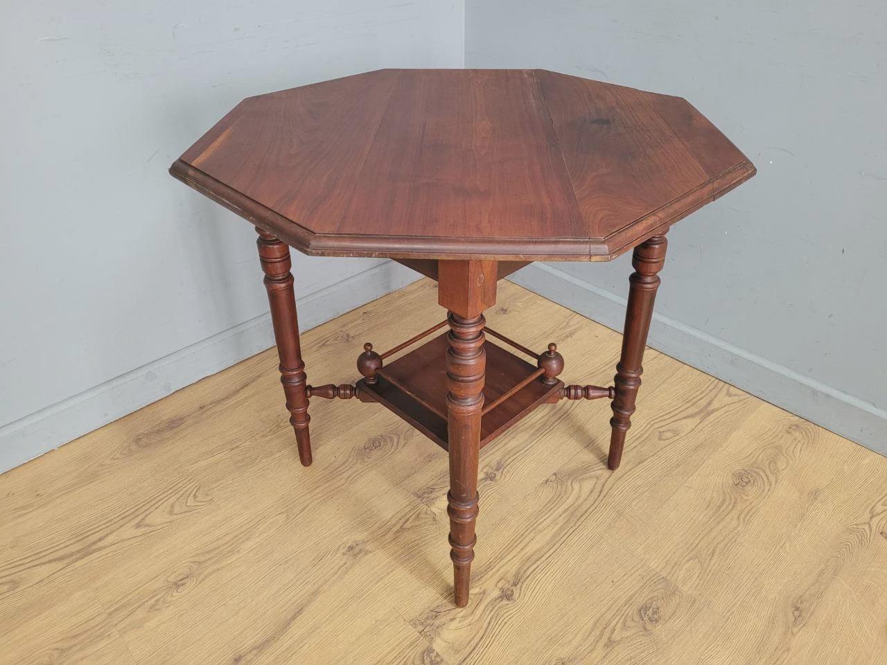 Edwardian Octagonal Table Mahogany Turned Legs Under Tier Occasional