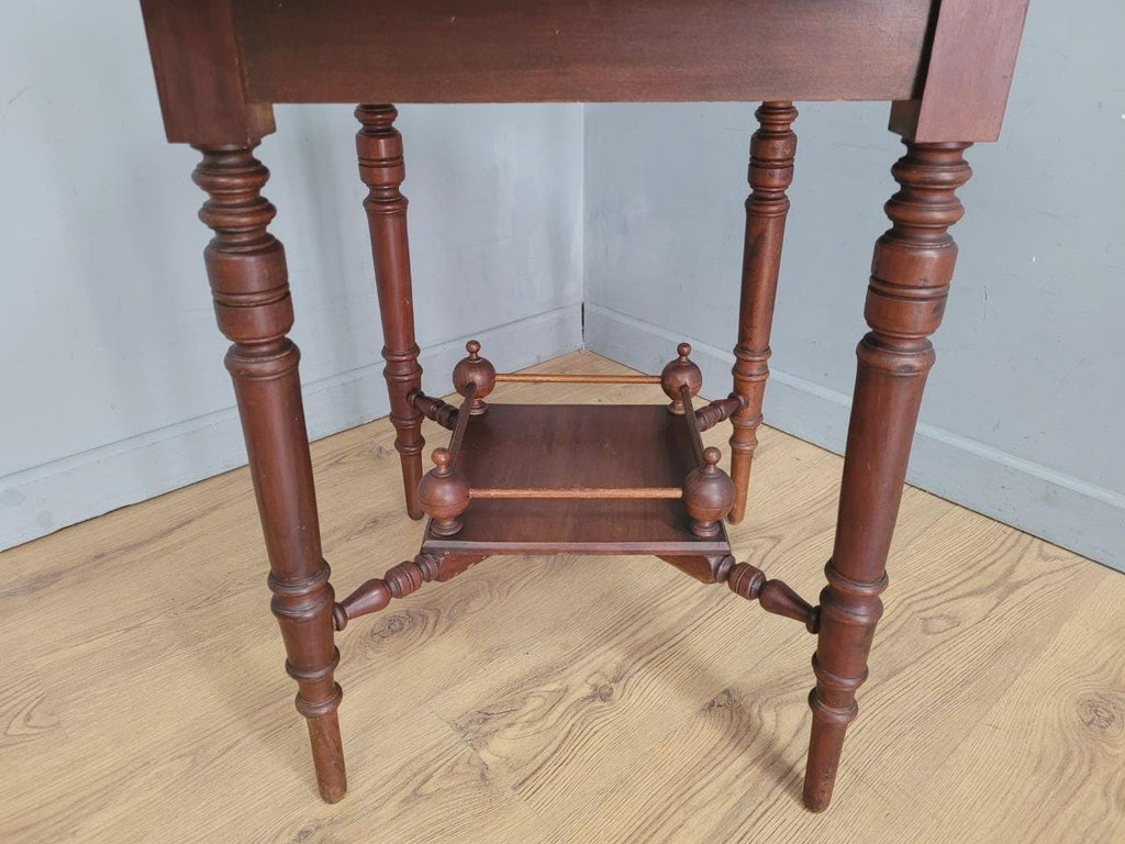 Edwardian Octagonal Table Mahogany Turned Legs Under Tier Occasional