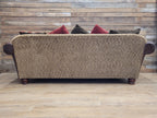DFS Perez 3 Seater Brown Leather Sofa Scroll Arm Chunky Lounge