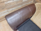 DFS Perez 3 Seater Brown Leather Sofa Scroll Arm Chunky Lounge