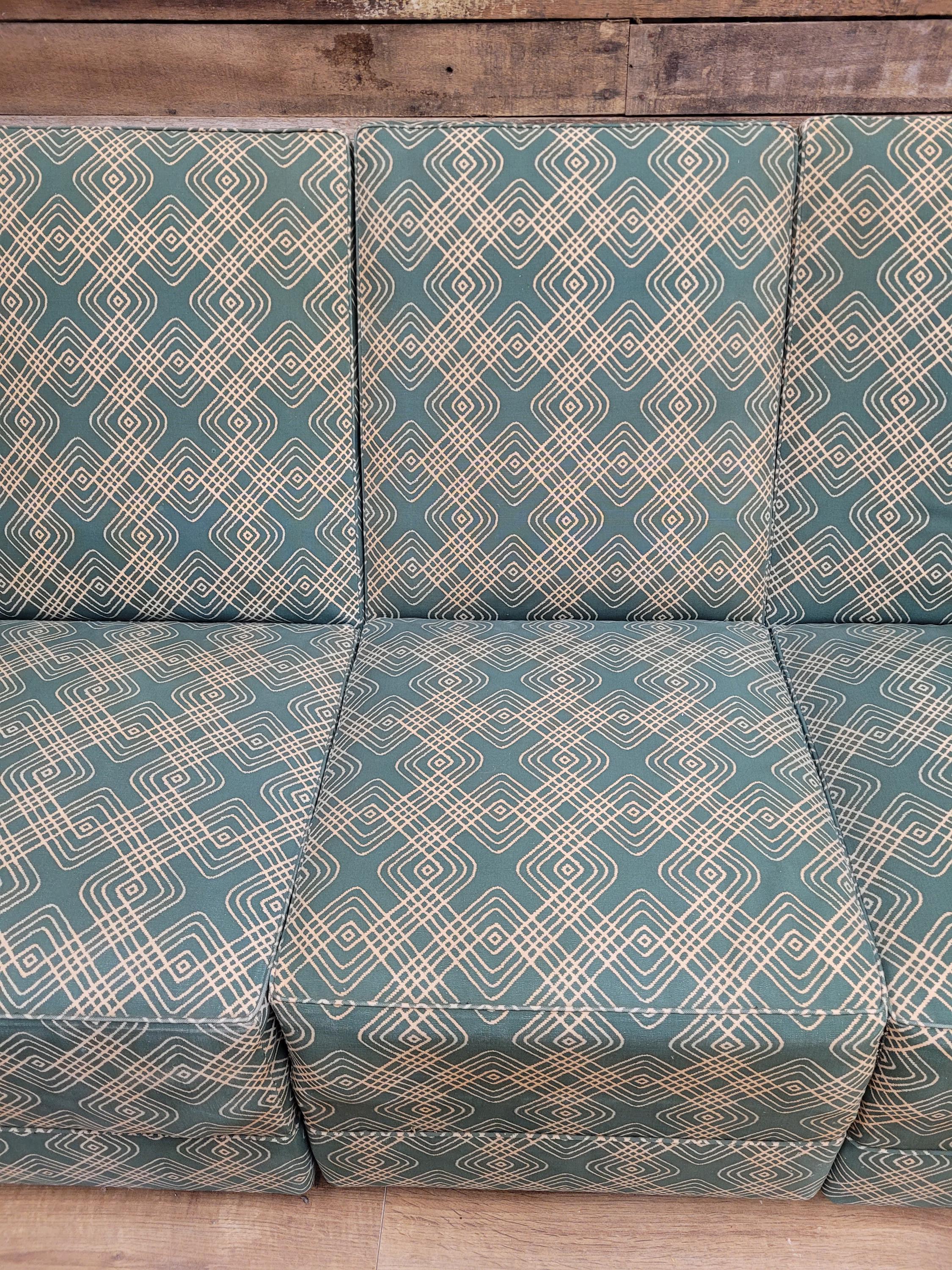 Geometric Fabric Art Deco Style Suite Vintage Sofa Armchairs Modular Sectional