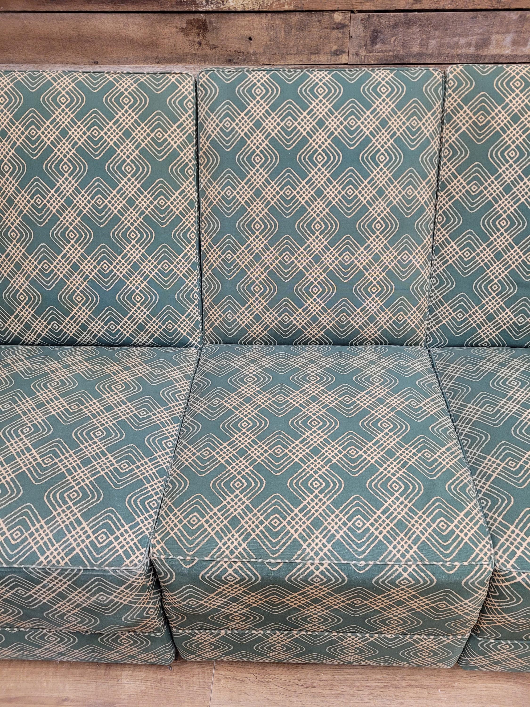 Geometric Fabric Art Deco Style Suite Vintage Sofa Armchairs Modular Sectional