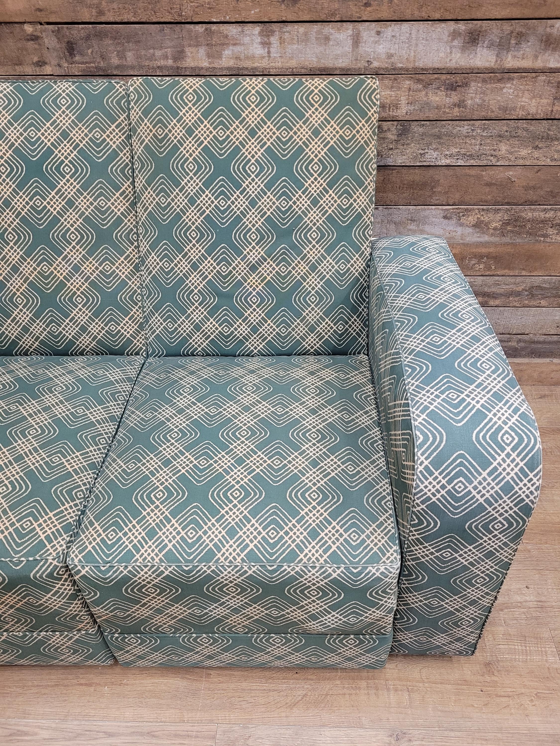 Geometric Fabric Art Deco Style Suite Vintage Sofa Armchairs Modular Sectional