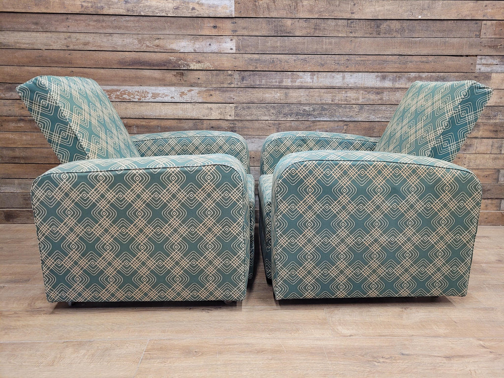 Geometric Fabric Art Deco Style Suite Vintage Sofa Armchairs Modular Sectional