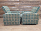 Geometric Fabric Art Deco Style Suite Vintage Sofa Armchairs Modular Sectional