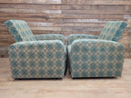 Geometric Fabric Art Deco Style Suite Vintage Sofa Armchairs Modular Sectional