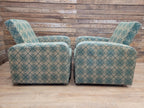 Geometric Fabric Art Deco Style Suite Vintage Sofa Armchairs Modular Sectional