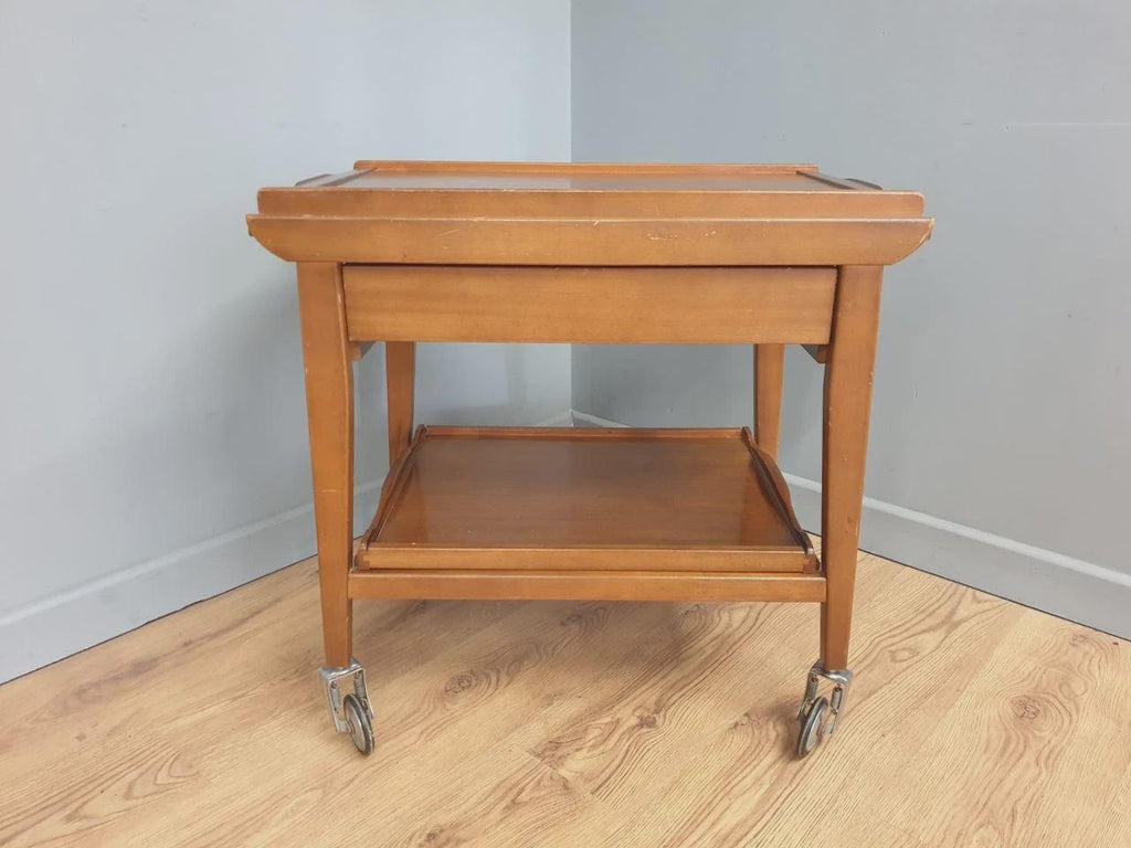 Teak Drinks Trolley Mid Century Pull Out Leaves Serving Cart