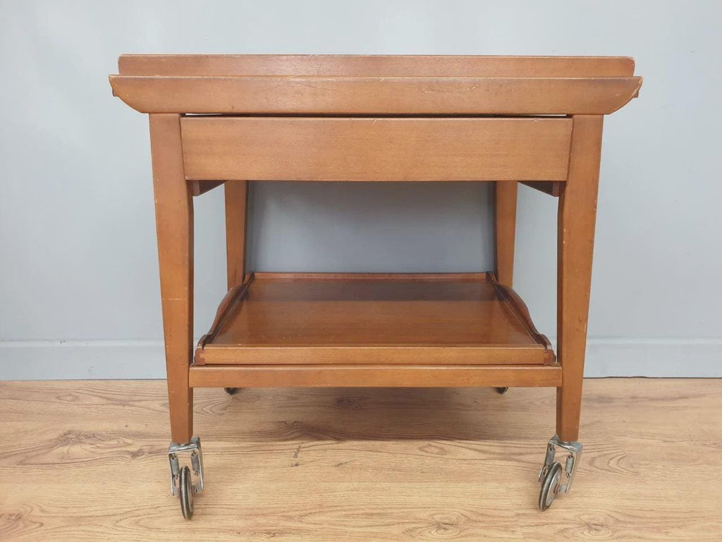 Teak Drinks Trolley Mid Century Pull Out Leaves Serving Cart