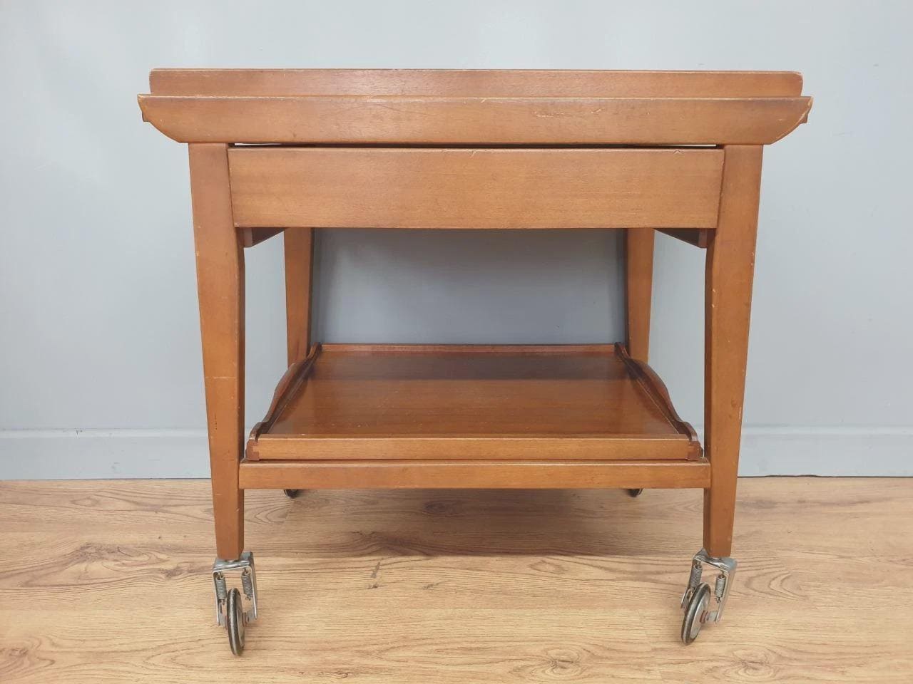 Teak Drinks Trolley Mid Century Pull Out Leaves Serving Cart