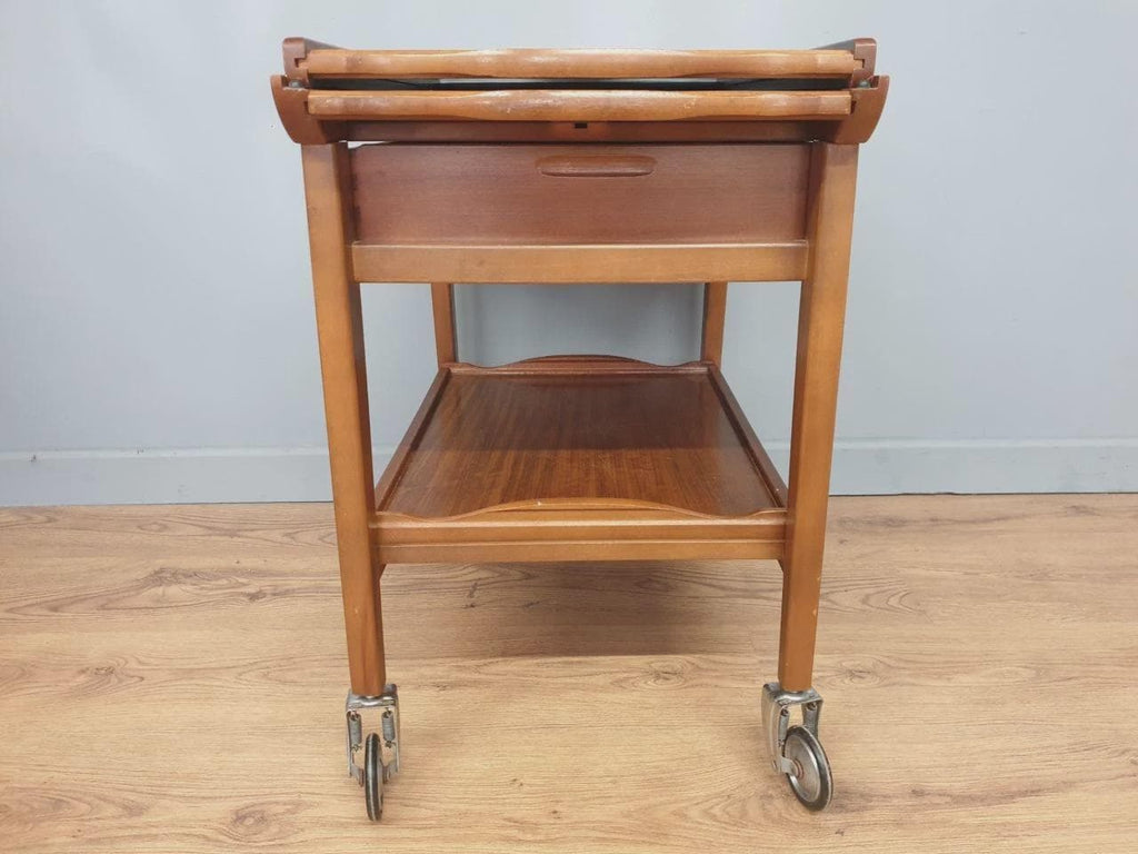 Teak Drinks Trolley Mid Century Pull Out Leaves Serving Cart