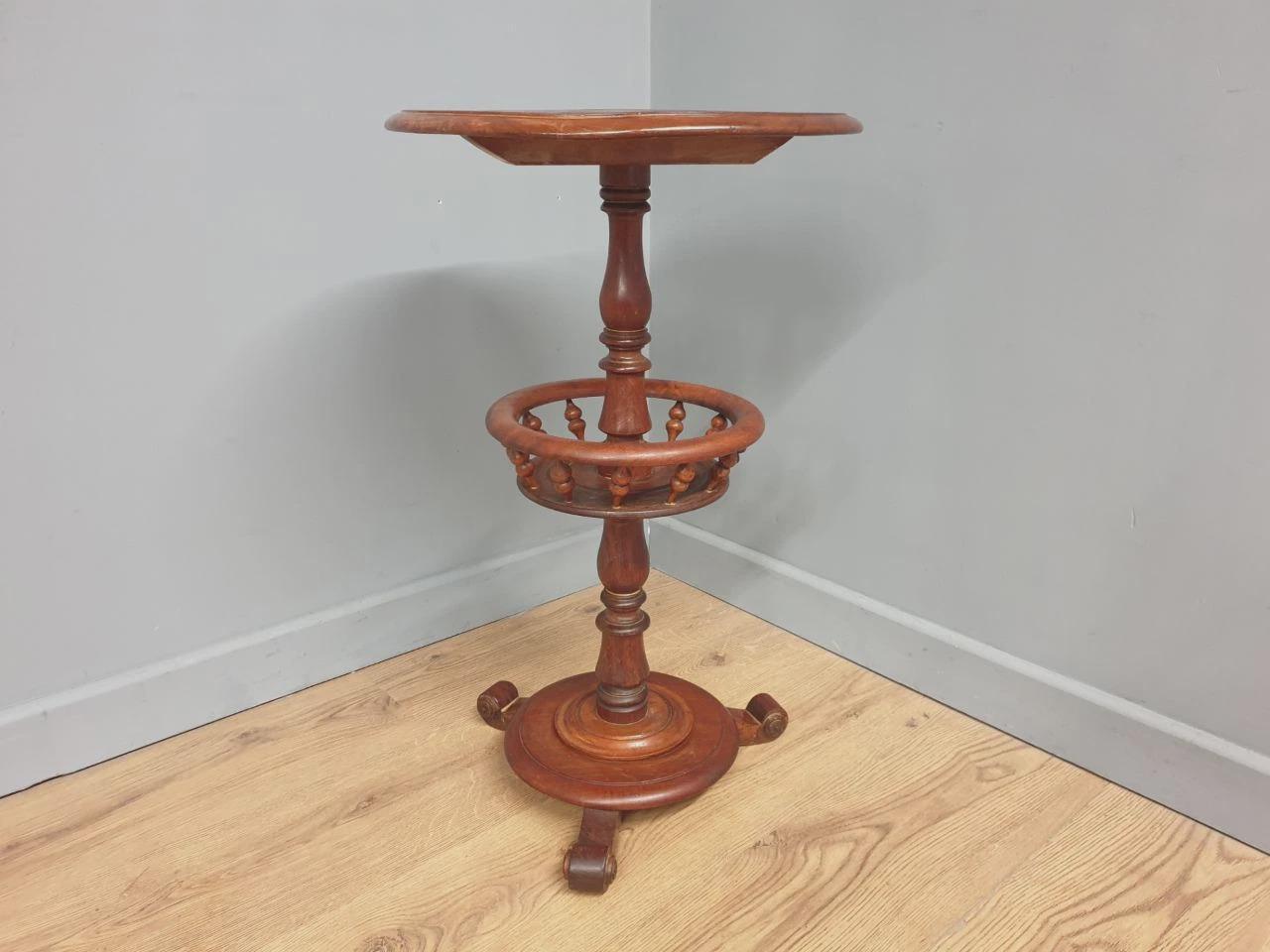 Antique Mahogany Wine Table Late Victorian Turned Pedestal Circular Top