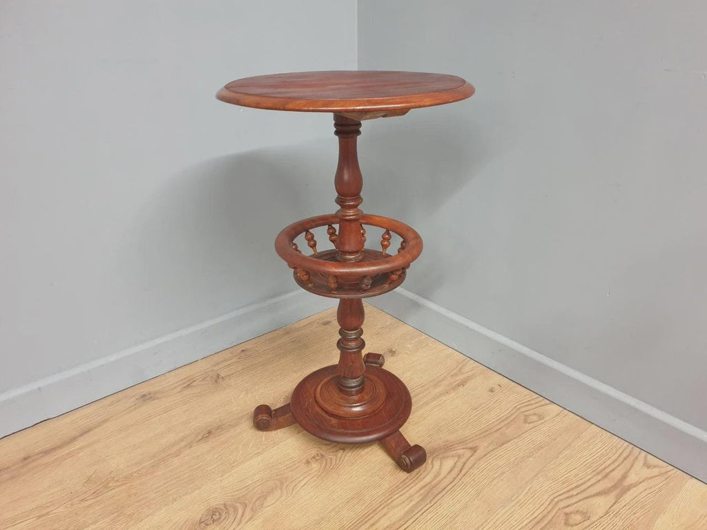 Antique Mahogany Wine Table Late Victorian Turned Pedestal Circular Top