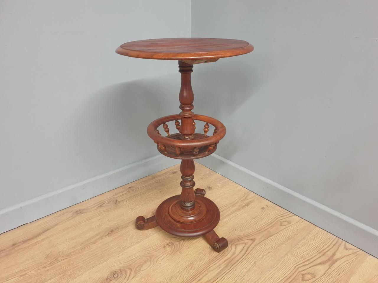 Antique Mahogany Wine Table Late Victorian Turned Pedestal Circular Top