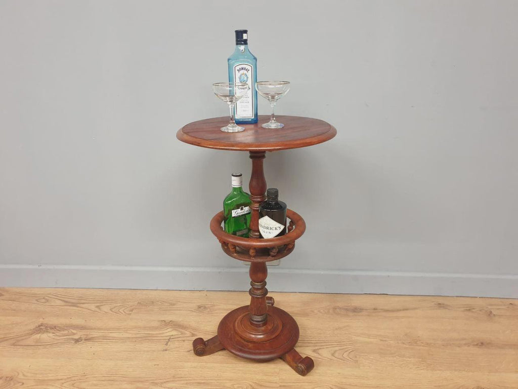 Antique Mahogany Wine Table Late Victorian Turned Pedestal Circular Top