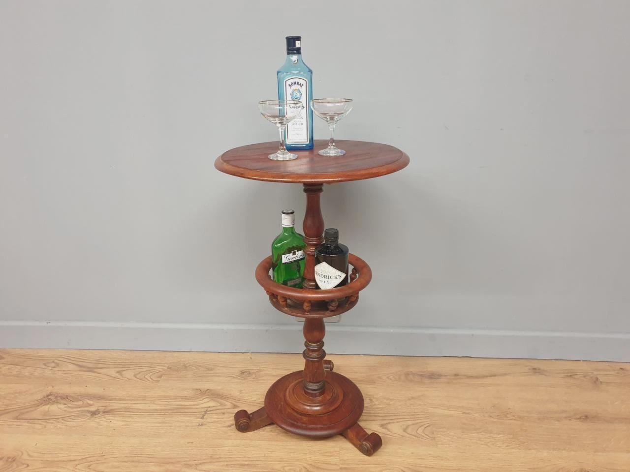 Antique Mahogany Wine Table Late Victorian Turned Pedestal Circular Top