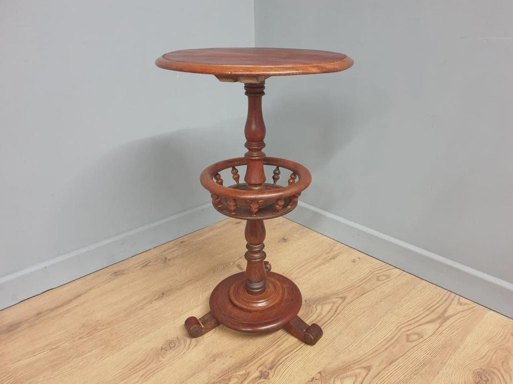 Antique Mahogany Wine Table Late Victorian Turned Pedestal Circular Top