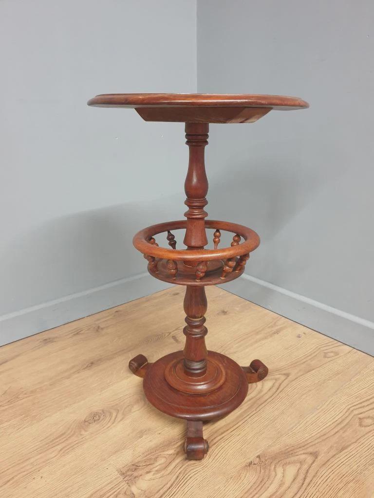 Antique Mahogany Wine Table Late Victorian Turned Pedestal Circular Top