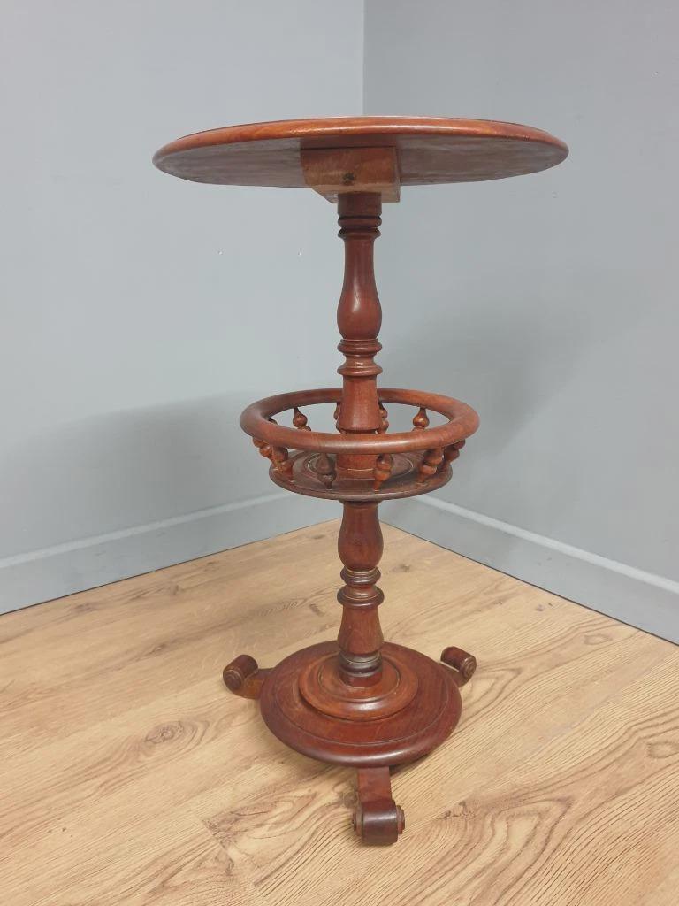 Antique Mahogany Wine Table Late Victorian Turned Pedestal Circular Top