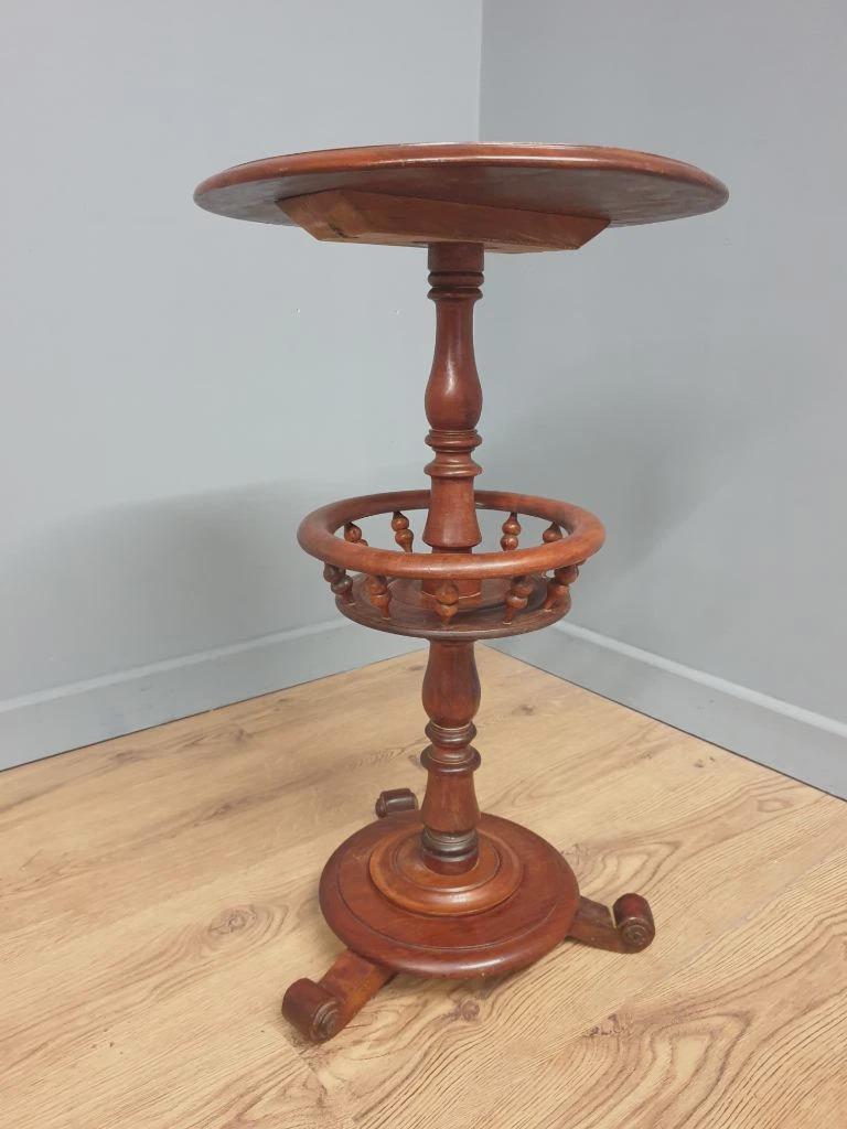 Antique Mahogany Wine Table Late Victorian Turned Pedestal Circular Top