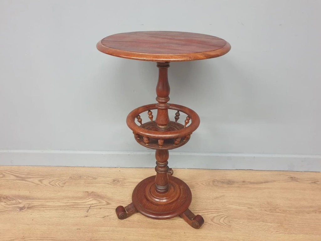 Antique Mahogany Wine Table Late Victorian Turned Pedestal Circular Top