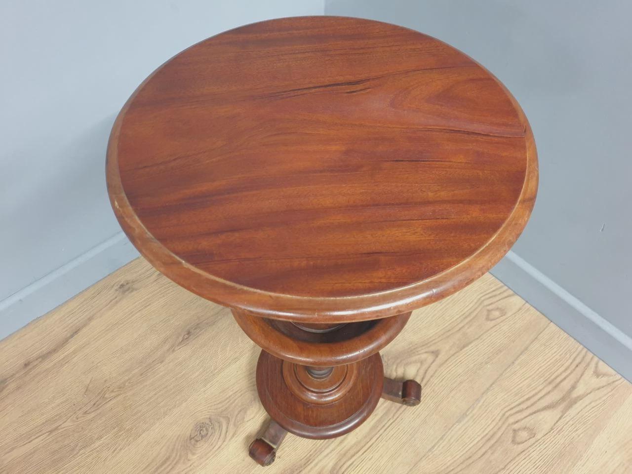 Antique Mahogany Wine Table Late Victorian Turned Pedestal Circular Top