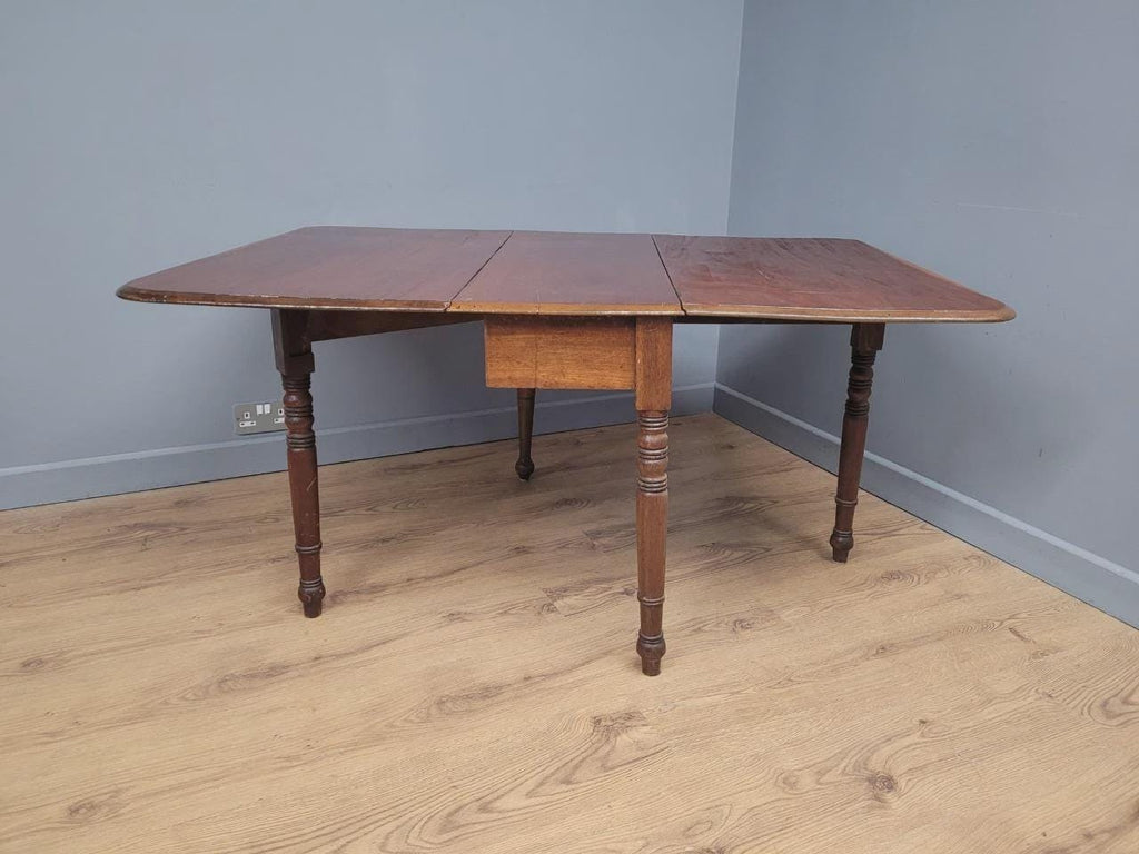 Antique Mahogany Drop Leaf Dining Table Late Victorian Turned Legs