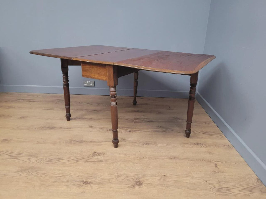 Antique Mahogany Drop Leaf Dining Table Late Victorian Turned Legs
