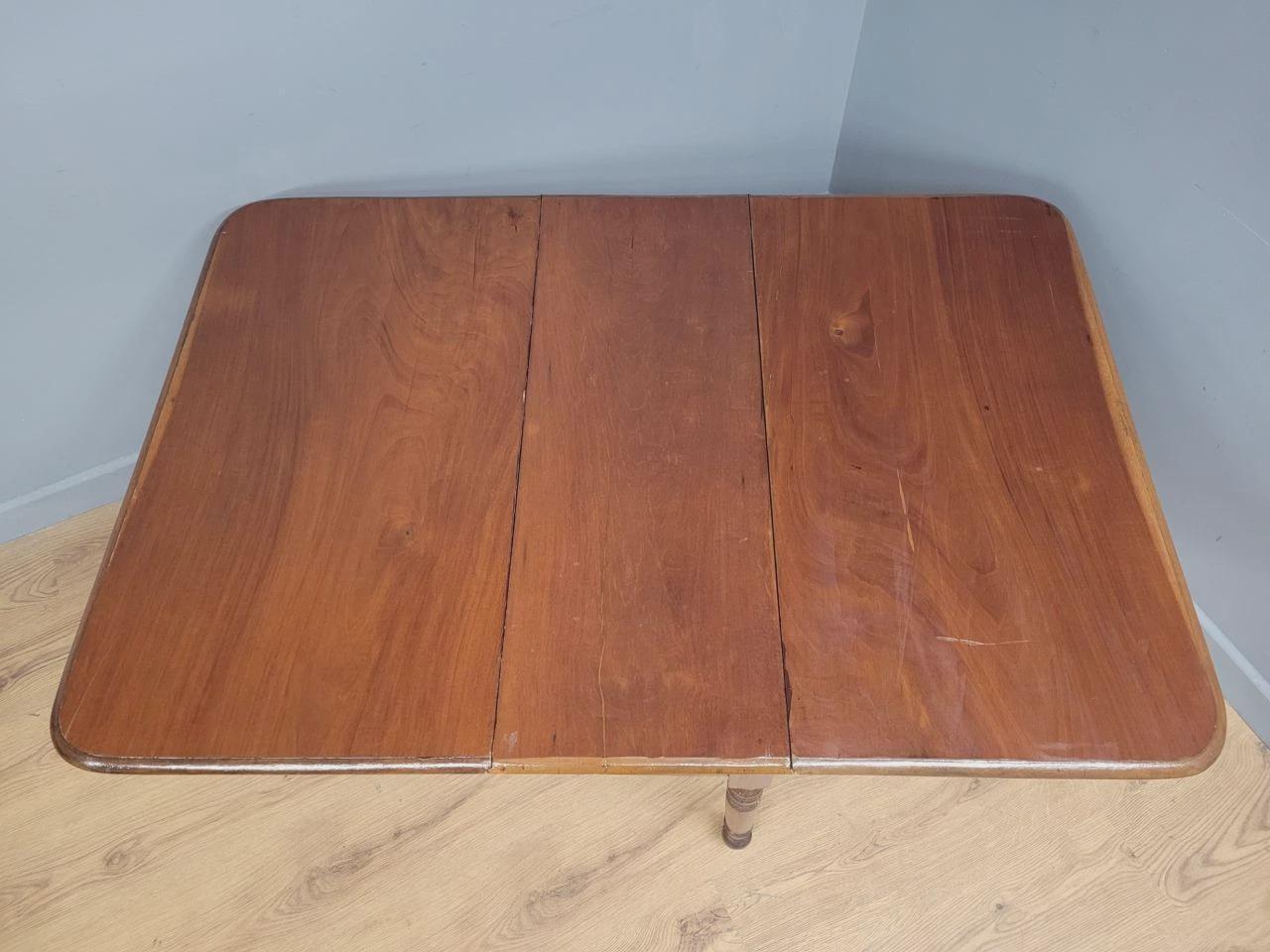 Antique Mahogany Drop Leaf Dining Table Late Victorian Turned Legs