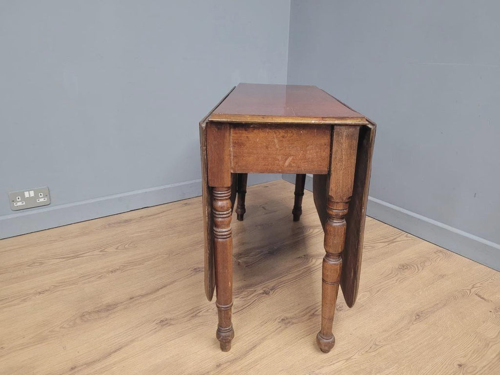 Antique Mahogany Drop Leaf Dining Table Late Victorian Turned Legs