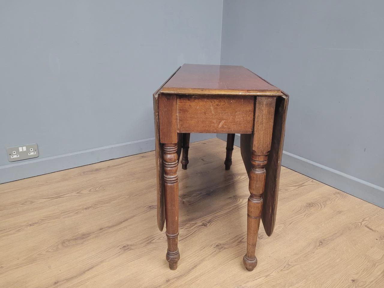 Antique Mahogany Drop Leaf Dining Table Late Victorian Turned Legs