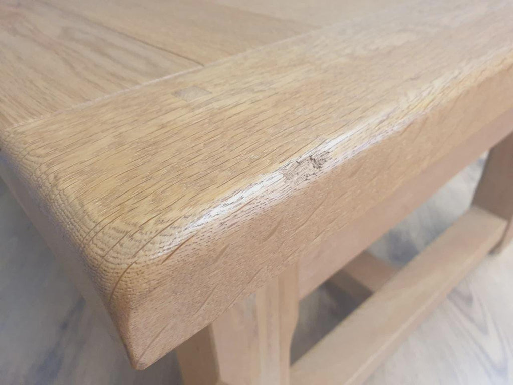 Blonde Oak Coffee Table Drawer Rustic Style Solid Wood Low Table