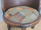Victorian Mahogany Horseshoe Armchair Faux Leather Wool Seat Antique
